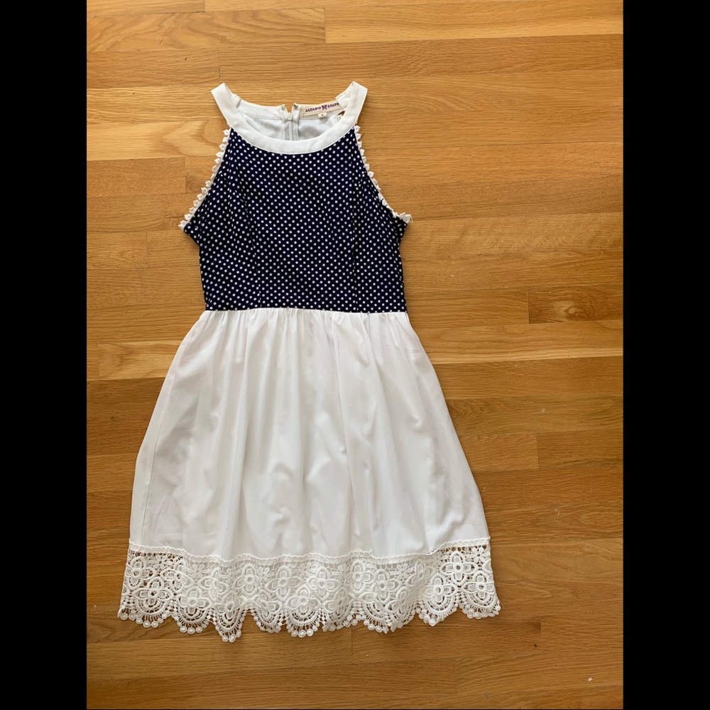 Navy and White polka dot dress